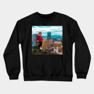 My son building a palace in Tirana Crewneck Sweatshirt